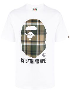 A BATHING APE® клетчатая футболка с логотипом