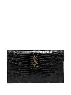 Saint Laurent клатч Uptown с тиснением под крокодила