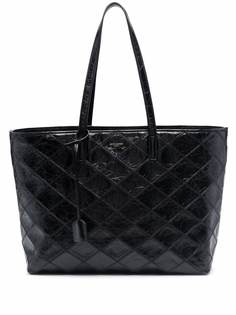 Saint Laurent стеганая сумка-тоут с тисненым логотипом