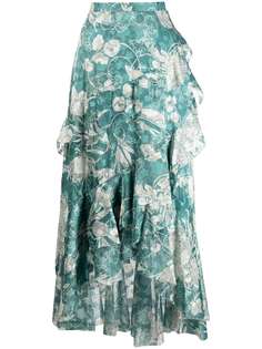 Marchesa Notte платье с цветочным принтом и асимметричным подолом