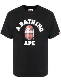 A BATHING APE® футболка с логотипом в клетку