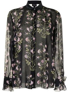 Giambattista Valli полупрозрачная рубашка с цветочным принтом