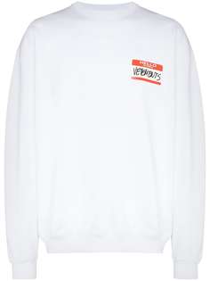 VETEMENTS толстовка с принтом My Name Is