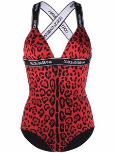 Dolce & Gabbana купальник с леопардовым принтом и логотипом