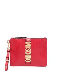 Moschino клатч с логотипом и тиснением под кожу змеи