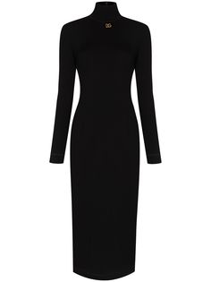 Dolce & Gabbana платье миди с длинными рукавами и логотипом