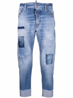 Dsquared2 джинсы в технике пэчворк с эффектом потертости