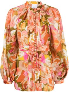Acler блузка Lawson с поясом и цветочным принтом