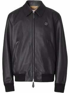 Burberry кожаная куртка Harrington с монограммой