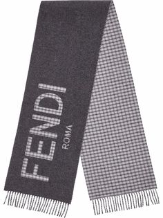 Fendi клетчатый шарф с логотипом