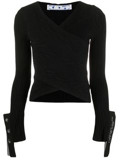 Off-White топ с запахом из ткани муар