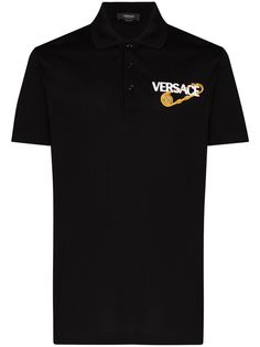 Versace рубашка поло с вышивкой Safety Pin