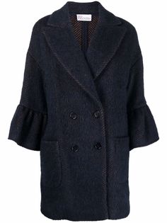 RED Valentino двубортное пальто с узором шеврон