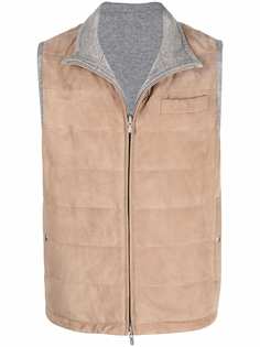Brunello Cucinelli дутый жилет из кожи