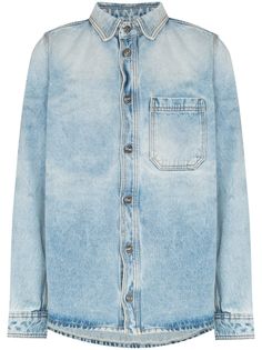 Off-White negative mark bleach-effect denim shirt