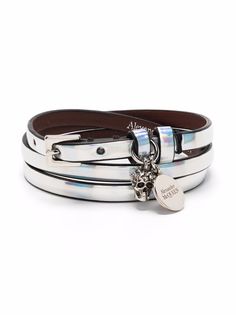 Alexander McQueen браслет с голографическим эффектом и декором Skull