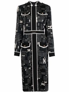 Elisabetta Franchi платье с длинными рукавами и логотипом