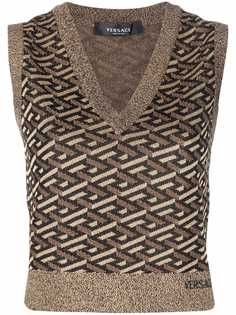 Versace La Greca metallic jacquard vest