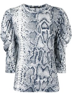 Proenza Schouler топ с объемными рукавами и змеиным принтом