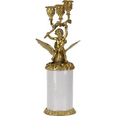 Подсвечник Glasar ангел с лебедем 12х12х31 см ГЛАСАР
