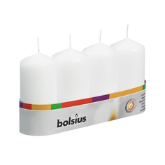 Свеча Bolsius столбик 10х4,8 см белая 4 шт