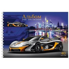 Альбом для рисования А4 40л,греб,обл.мел.карт. Авто И ночной город 40-1239 3 штуки Проф Пресс
