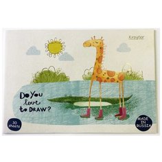 Альбом для рисования Kroyter 30л А4,склейка,100гр,тисн.фольгой Жираф 08337 3 штуки Кройтер