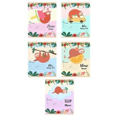 Тетрадь школьная А5 12л,клетка,скрепка,мел.карт. Сонные ленивцы 12-5619 асс 15 штук Проф Пресс