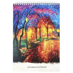 Скетчбук д/акварели А4,20л,спир,бл.200гр,ламин,жес.под.осенний парк 20-6014 Проф Пресс