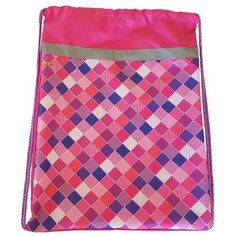 Мешок для обуви №1 School Клетка розовая 370x470 со светоотражателем,МСО-5с