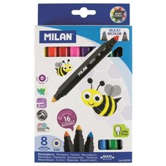 Фломастеры 16цв 8шт двухсторонние Milan Bicolour Maxi, 80090