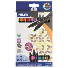 Фломастеры 20цв 10шт двухсторонние Milan Bicolour, 06171010