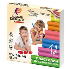 Пластилин восковой Луч Школа творчества 12 цв., 29С 1771-08 2 упаковки