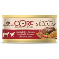 Влажный корм для кошек Wellness CORE Signature Selects, с курицей, с говядиной 79 г (кусочки в соусе)