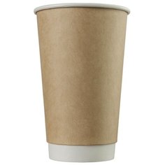 Стакан одноразовый бум двухслойный d-90мм 400мл коричневый (25шт/уп) Комус
