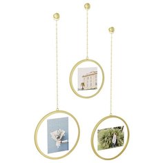 Набор из 3 подвесных фоторамок fotochain матовая латунь Umbra