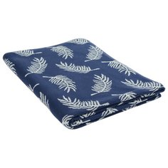 Плед вязаный с авторским принтом fleshy leaves синего цвета из коллекции wild, 130х180 см Tkano