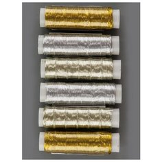 Набор металлизированных ниток (100 м.*6 боб.), MY-02, Гамма, золото, св.золото, серебро Gamma