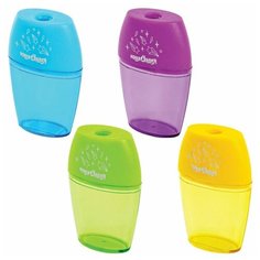 Точилка ручная пластиковая Юнландия "Радуга" (1 отверстие, с контейнером, овальная) 24шт. (228765)