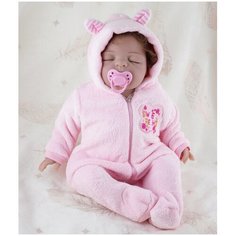 Reborn Kaydora Кукла Реборн мягконабивная (Reborn Cloth Body Doll 22 inch) Мальчик в розовом ночном халате (56 см)
