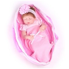 Reborn Kaydora Кукла реборн виниловая (Reborn Full Vinyl Doll 22 inch) Девочка в легком розовом платье (56 см)