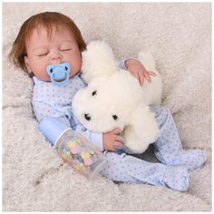 Reborn Kaydora Виниловая кукла Реборн (Reborn Dolls) - Мальчик в голубом халате со звездами (56 см)