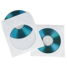 HAMA Конверты Hama для CD/DVD бумажные с прозрачным окошком белый 25 шт H-51179