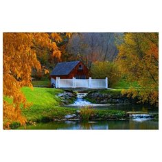 Алмазная мозаика Осенний пейзаж, 22х32 см, 23 цв., полн. заполнение, с подр. Рыжий Кот AS22049