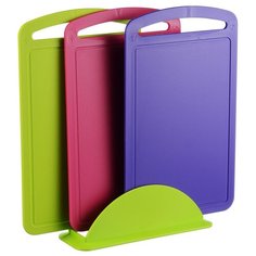 Набор разделочных досок Idea, 3шт., подставка зеленая, 33*24*7,8см, цвет микс (разноцветный)