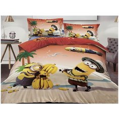 Детский комплект постельного белья Lorida Миньоны, модель B, Сатин, 1,5 спальный