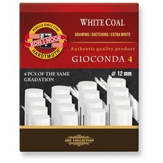 Уголь художественный для рисования, экстра, белый, диаметр 12 мм, 4 штуки Koh I Noor