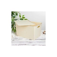 Корзина с крышкой «Все связано», 14 л, бежевый, 35 x 24,5 x 20,5 см Вселенная Порядка