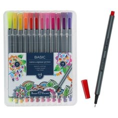 Набор ручек капиллярных 24 цвета Basic, узел 0.4 мм, в пластиковой коробке Bruno Visconti