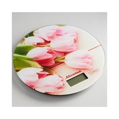 Весы Настольные Электрон Розовые Тюльпаны 5КГ D20см Аксинья (12) КС-6503 .